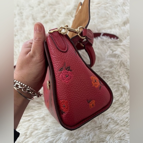 Coach Peony Print Morgan Top Handle Satchel - Picture 6 of 11